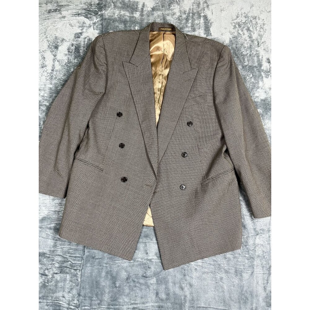 Lorenzo Latini Mens Double Breasted Wool Blazer 46 T Made In Canada Classic Gray